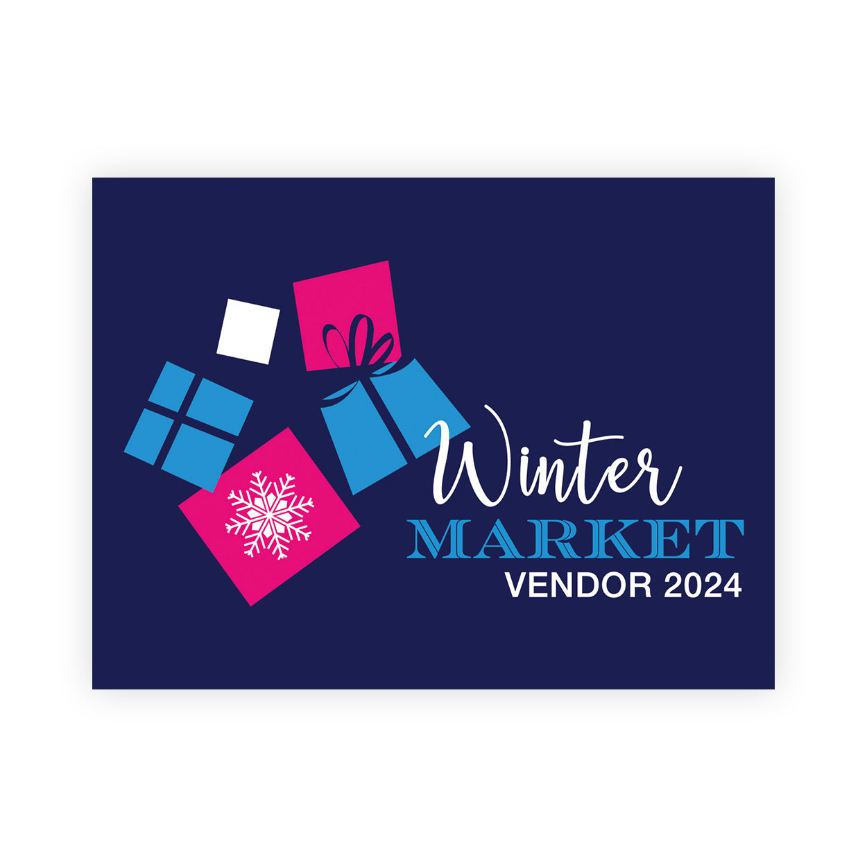 navy sticker with ocsa icon and winter market vendor 2024 text