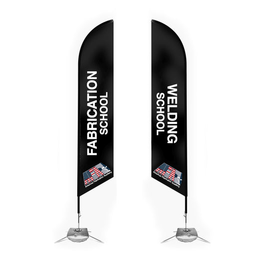 feathered display flag with water weight and stand